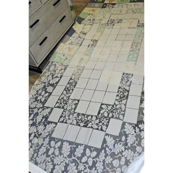 Antique Vtg Handmade Lace Estate Oval Tablecloth w/ Cutwork Leaf & Acorn Design - Picture 2 of 7